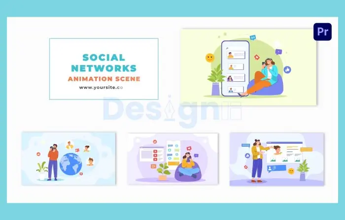 Social Networking Sites Concept Vector Design Animation Scene